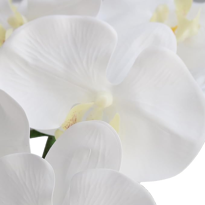 Htmeing 38 Inch Artificial Phalaenopsis Flowers Branches Real Touch (Not Silk) Orchids Flowers for Home Office Wedding Decoration,Pack of 2 (White)