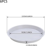 6pcs White Plastic Plant Saucers (8 inch) - Heavy Duty Indoor Plant Trays for Pots with Water Drainage, Drip Catcher & Decor (Set of 6 Round Saucers)