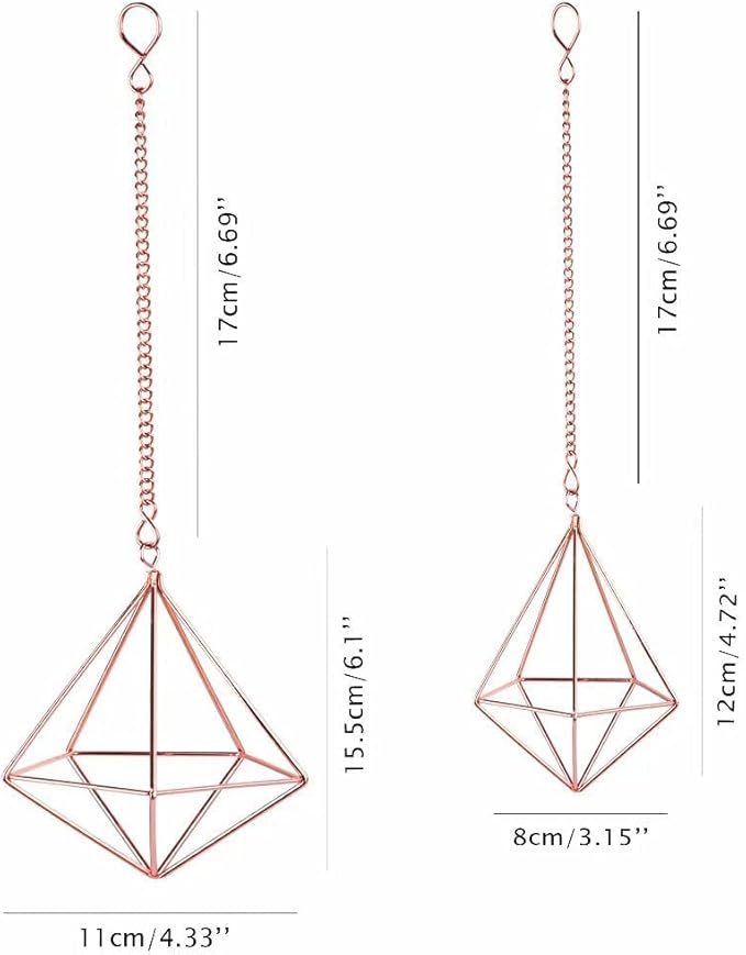Hanging Air Plants Holders Geometric Airplant Hangers Rose Gold Tillandsia Holder Metal Pink Himmeli Metal Airfens Planter for Home Décor 4Pcs …