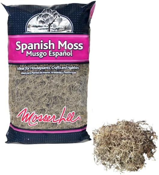 Mosser Lee Spanish Moss – Natural Decorative Moss for Houseplants, Soil Cover, Crafts, Terrariums & Floral Arrangements - 400 Cubic Inches (Approx 9oz)