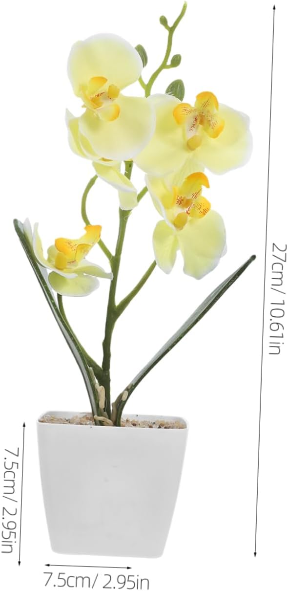 ORFOFE Artificial Orchid Flowers Vase Lifelike Faux Orchids Arrangement for Home Office and Living Room Decor and Space-Saving Design