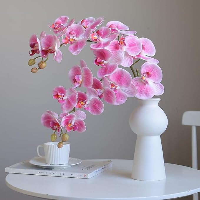Artificial Phalaenopsis Orchid Realistic Faux Flower for Home Decoration, Hallway, Dining Table, and Living Room(9headsGreen)