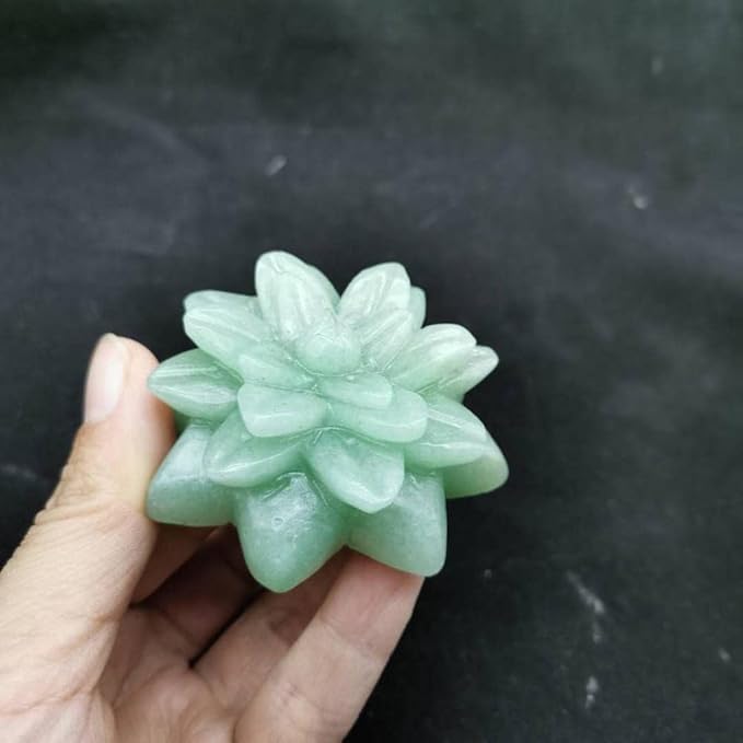 Natural Stone Crystal Carved Green Aventurine Succulent Plant Figurine for Decoration