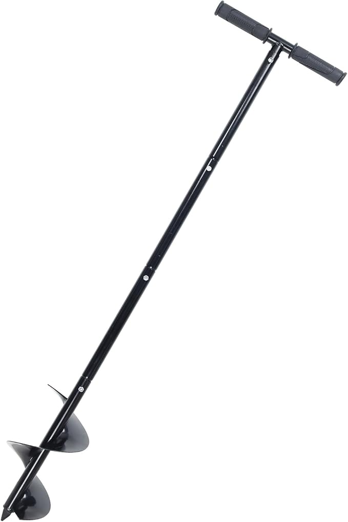 Post Hole Digger Manual 6" x 41" Garden Auger Spiral Drill with T Shaped Handle for Digging Planting Bulb Bedding