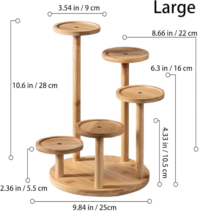 5 Tiered Desk Plant Stand Round Bamboo Plant Shelf Tabletop Succulent Herb Stand Desktop Plant Stand Indoor Plant Rack for in Living Room Office Decoration - Large