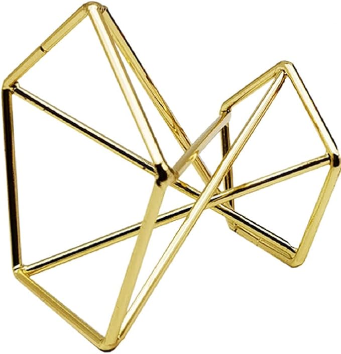 Geometric Air Plant Holder Airplants Rack Metal Plants Stand Planter Shelves Himmeli Living Decor Tillandsia Pot Containers (Gold 3pcs)