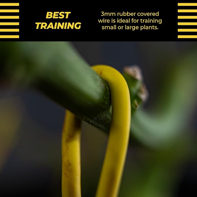 BudHuggers (Green) for Optimal Plant Training | 50ft (15M) | 3mm Thick Garden Wire Ties | Flexible & Durable | Rubber Plant Ties to Yield Bigger Buds, Stronger Branches & Larger Canopies