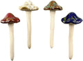Danmu Garden Decor, 4pcs (Random Color) Ceramic Mushroom for Garden, Yard, Fairy Garden - Lawn Ornament Décor, Pottery Ornament 4.52" in Height