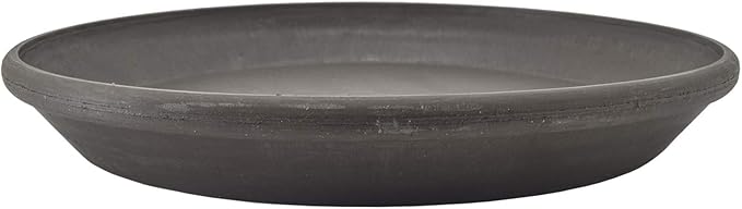 PSW Pot Collection AP35DC 14-inch Plastic/Stone/Wood Composite Plant Saucer Drip Tray – No Drainage Hole (Drillable), Indoor/Outer Water Tray, Dark Charcoal