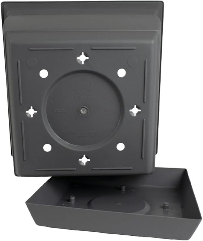 The HC Companies 6 Inch Eclipse Square Planter with Saucer - Indoor Outdoor Plant Pot for Flowers, Vegetables, and Herbs, Warm Gray (Pack of 2)