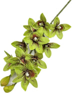 4pcs Green Cymbidium Orchid Flower 10 Heads Artificial Fake Latex Phalaenopsis Flowers for Wedding Centerpieces Home Hotel Floral Arrangment Decor (Green)