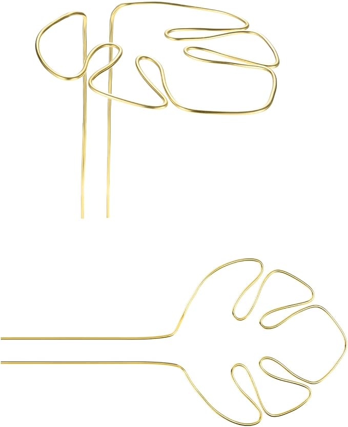 M METERXITY 2-Pack Monstera Plant Support, 11x5.9 Inch Reusable Sturdy Alloy Plant Support Stakes Unique Design for Potted Plants Flowers/Vegetables/Indoor Outdoor Climbing Plants [Gold]
