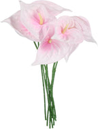 uxcell 8Pcs 11inch Artificial Anthurium Lily Flowers, Permanent Flower Bouquet for Home Arrangements Wedding Festival Decoration Crafts Store Decor Accessories, Light Pink