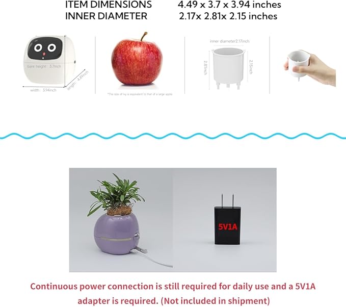 Smart Plant Pot with Expression, AI Intelligent Flower Pot for Indoor Decoration, Smart Garden Pot with Water/Light/Temperature Sensors, Ivy AI Planter (Purple)