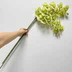 2 Pcs Orchid Stems 38" Artificial Flowers Real Touch Latex Faux Phalaenopsis Branches White Artificial Flowers for Wedding Party Home Garden Decor (Green, 38")