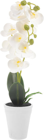 Faux Butterfly Orchid Bonsai Tabletop Potted Plant White Artificial Flower Home Decor Indoor Decorative Faux Plant for Living Room Office Desk