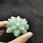 Natural Stone Crystal Carved Green Aventurine Succulent Plant Figurine for Decoration