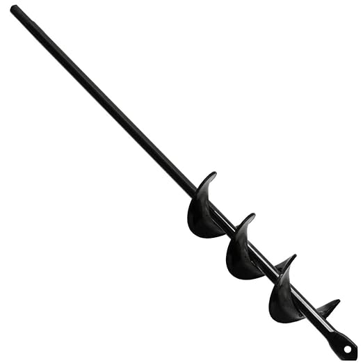 Linkhood Auger Drill Bit, Garden Plant Flower Bulb Auger Rapid Planter Bulb & Bedding Plant Auger for 3/8" Hex Drive Drill Earth Auger Drill Fence Post Umbrella Hole Digger(1.8x15 in/4.6 x37 cm)