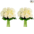 KaBloom - 24 Stems of White Roses (Cut-to-Order, and Homegrown in the USA) - Fresh Flowers for Birthday, Valentine's & Mother's Day
