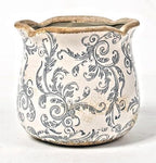Vintage Ceramic Planter, Vintage Planter Pot with Floral Edges, Ice Crack Flower Pot with Drainge Hole Decorative Planter for Indoor and Outdoor Tuscan Decor Vase Gardening Gift