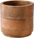 Serene Spaces Living Small Mango Wood Cachepot, Natural Wooden Pot for Faux Flowers & Plants, Potted Indoor Plants, Home, Office, Restaurant Decor, Measures 4.75" Diameter & 4.5" Tall
