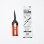 Saboten 7.9" Professional Japanese Harvesting Shears, Straight Precision Blade, Black Fluorine-Coated Stainless Steel, Spring-Loaded, Shock-Absorbing Grip, Safety Lock, Made in Japan