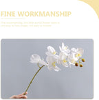 Realistic White Phalaenopsis Orchid Artificial Flowers Faux Orchid Stem for Home DIY Floral Arrangement, Lifelike Fake Flower Decor for Living Room and Dining Table