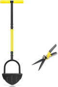 Byhager Professional Edge Lawn Tool, Heavy Duty Steel Half Moon & Saw-Tooth Blade for Clean Borders, Long Handle Reduces Back Strain, Manual Edger Ideal for Garden Edges, Sidewalks, Flower Beds