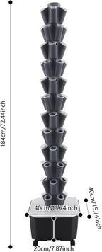 Hydroponic Grow Tower 12 Tiers 60 Holes, 6.6Gal Indoor Vertical Garden System with Water Pump, Automatic Water Circulation - Garden Hydroponic Growing Kit for Leafy Vegetables, Herbs, Strawberries