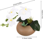 Operitacx Artificial Orchid Potted Plant Simulation Orchid Flower in White Ceramic Pot for Indoor Home Decoration Living Room Table Centerpiece Wedding Party Decoration
