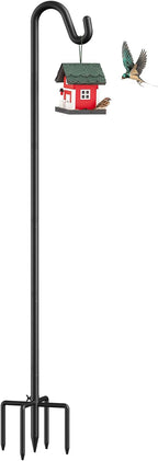 92" Heavy Duty Bird Feeder Pole, Height Adjustable Shepherds Hook for Outdoor - 5-Prong Bird Feeder Hanger, Rust-Proof Hanger for Plants, Wind Chimes, Hummingbird Feeders & Wedding Decor