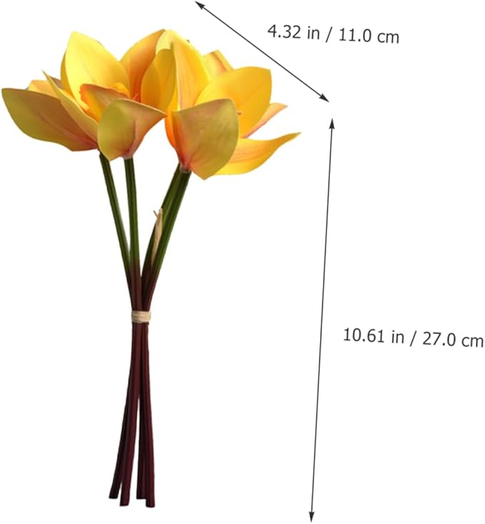 Hemobllo Artificial Silk Orchid Bouquet 2 Bundles, 4-Head Faux Phalaenopsis Flowers for Home Decor, Yellow Silk Flower Arrangement for Living Room and Event Decoration