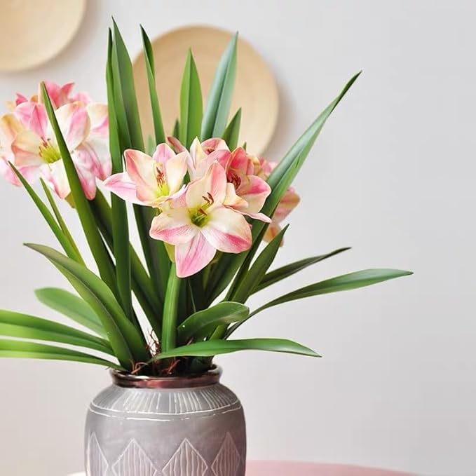 Set of 3 Real Touch Artificial Cymbidium Plants with Stems and Roots Faux Greenery Stems for Pot or Vase Faux Orchid Stems That Look Real for Indoor Home Office Farmhouse Decoration (Green)