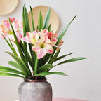 Set of 3 Real Touch Artificial Cymbidium Plants with Stems and Roots Faux Greenery Stems for Pot or Vase Faux Orchid Stems That Look Real for Indoor Home Office Farmhouse Decoration (Green)