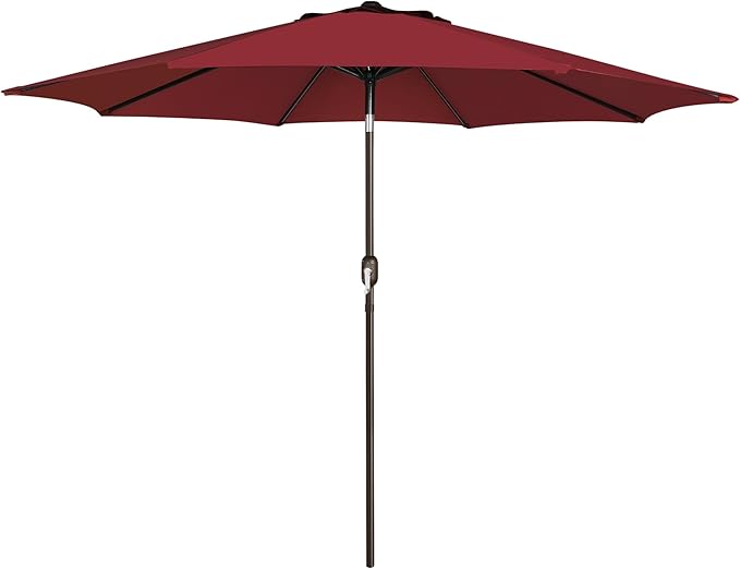 Blissun 9' Outdoor Patio Umbrella, Outdoor Table Umbrella, Yard Umbrella, Market Umbrella with 8 Sturdy Ribs, Push Button Tilt and Crank