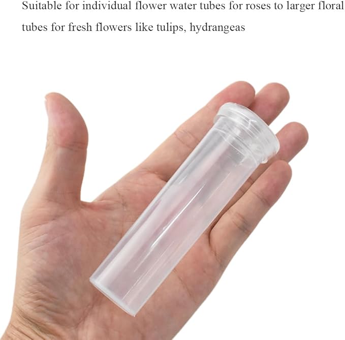 HAHIYO 10PCs 4.3X1.5inch 60ml Transparent Plastic Floral Tubes Floral Water Tubes Flower Vials with Silicone Cap for Plants Fresh Flowers Arrangement Decoration Milkweed Cutting Florist Supplies