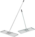 Goplus Lawn Leveling Rake, 30" x 10" Heavy Duty Level Lawn Tool w/ Ergonomic Handle for Soil, Effort-Saving Landscape Rake for Garden, Backyard, Golf Course, Farm, Pasture (Sliver)