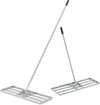 Goplus Lawn Leveling Rake, 30" x 10" Heavy Duty Level Lawn Tool w/ Ergonomic Handle for Soil, Effort-Saving Landscape Rake for Garden, Backyard, Golf Course, Farm, Pasture (Sliver)