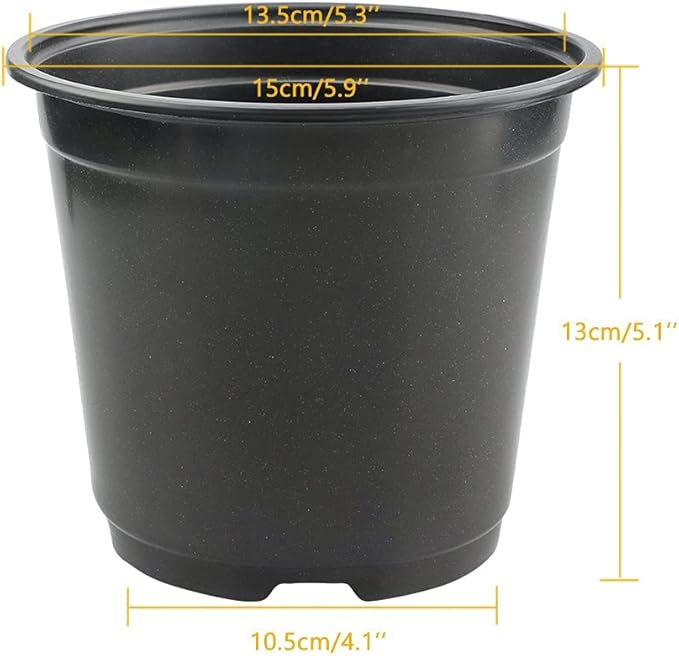 KINGLAKE 100 Pcs 6" Plastic Plants Nursery Pots Seedlings Flower Plant Container Seed Starting Pots Black