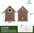 Kingsyard Recycled Plastic Bird House for Outdoors - Weatherproof Nesting Box with Clear View Panel & Predator Guard for Bluebird Wren Swallow Finch, Brown