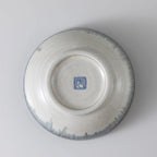 Wazakura Minoyaki Series Small Round Glazed Ikebana Flower Vase Made in Japan, Handpainted Floral Arrangement Pottery Supplies - White and Blue