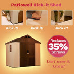 Patiowell 8 x 6 FT Plastic Outdoor Storage Shed with Floor, Resin Shed with Window and Lockable Door for Garden, Backyard, Tool Storage Use, Easy to Install in Beige (Kick-it Shed)