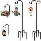 Breeze Touch 2Pack 32 Inch Adjustable Shepherd Hooks for Outdoor Outside, Heavy Duty with 5 Prongs Base, for Hanging Lantern, Hummingbird Feeder, Lightweight Plant, Wind Chime, Bird Feeder Hanger