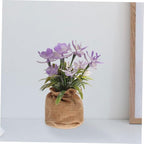 Faux Phalaenopsis Orchid Plant in Pot, Realistic Artificial Plastic Flower, Home Decoration for Living Room Office Bedroom, Potted Faux Flower with Jute Bag