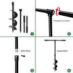 Heavy-Duty Manual Garden Auger Drill Bit - 6" x 38" Plant/Fence Hole Digger for Bulbs, Trees, Seedlings, Umbrellas & More - Eco-Friendly Hand-Powered Spiral Planter