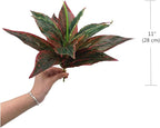CATTREE Fake Plants Artificial Plant Outdoor Shrubs Faux Grass Plastic Leaves Greenery Bushes Home Garden Wedding Party Decorations Indoor Office Yard UV Resistant Planter Filler Red 2 Pack