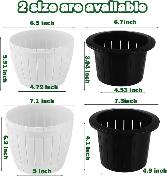 3 Packs 6.5 Inches Self Watering Pots for Indoor Plants Large Plastic African Violet Pots Home Flower Pot Planters for Devil's Ivy, Spider Plant, White