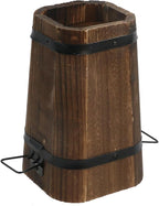 MY MIRONEY Plant Pots, Vintage Wooden Barrel Planter - Solid Rustic Garden Flower Pot with Metal Handles & Frame for Indoor Planter, Office Home Decor, Garden Home Plants, 5.2" x 8.27"