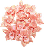 10 PCS 3D Flower Ceramic Tiles,1.6" Handmade Procelain Ceramic Flowers for Artwork,Fish Tank,Vases,Living Room, Dining Table,Office, Home Floral Decor (Double-Flowered Iridescent Light Orange)