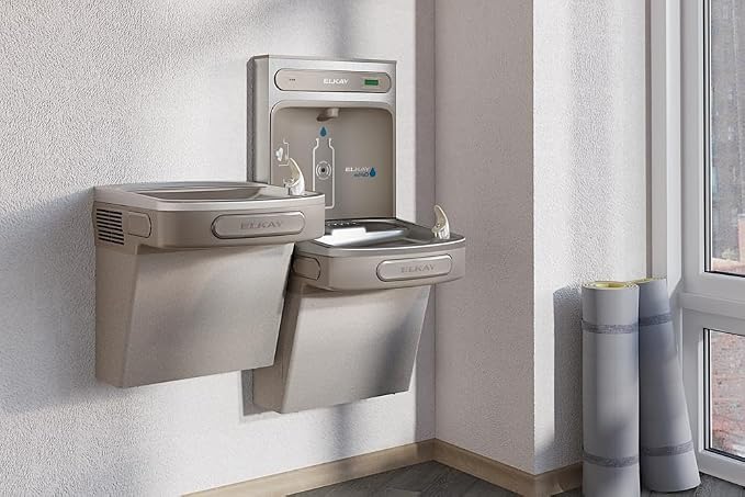Elkay EZH2O Bottle Filling Station & Versatile Bi-Level ADA Cooler, Filtered Non-Refrigerated Light Gray
